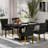 Rectangle Marble Texture Dining Table Set-370717126-370717169-370717168