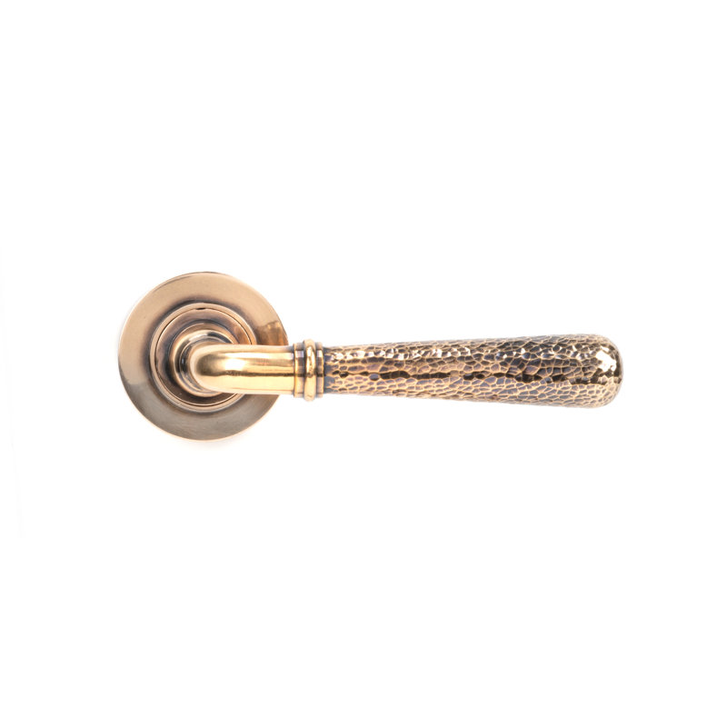 Hammered Newbury Lever on Rose Set (Plain), Polished Bronze