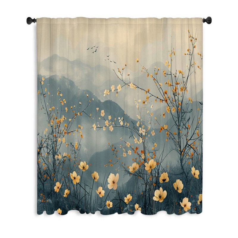 Rideaux de fenêtre à motif de fleurs sauvages et occultant - 1 panneau Wildflowers, L 53 po x L 99 po
