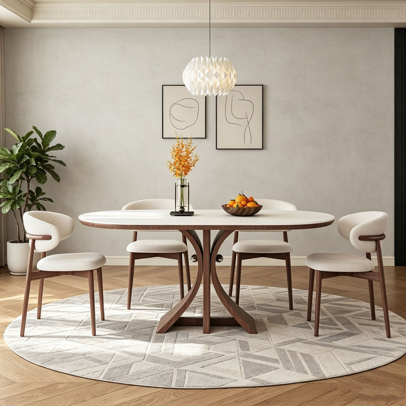 Table en pierre frittée rétro, H 29,5 po x l 63 po x P 31,5 po
