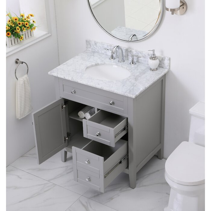 Andover Mills™ Waut 32'' Single Bathroom Vanity with Marble Top ...