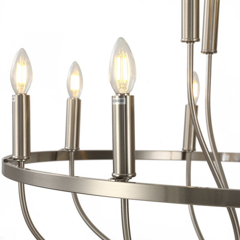 Pippy 12 - Light Geometric Chandelier, Brushed Nickel 