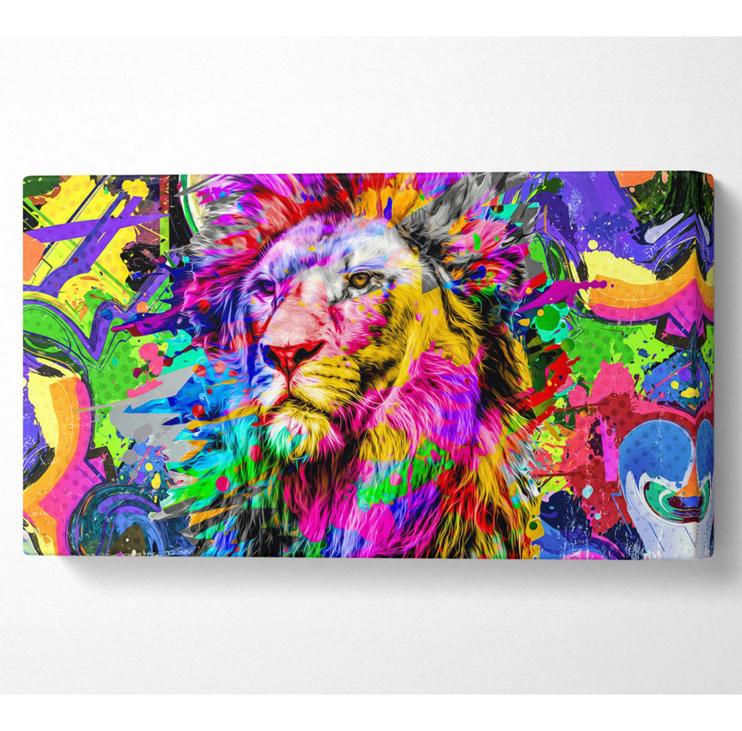 Rainbow Vivid Lion - Kunstdrucke auf Leinwand - Wrapped Canvas