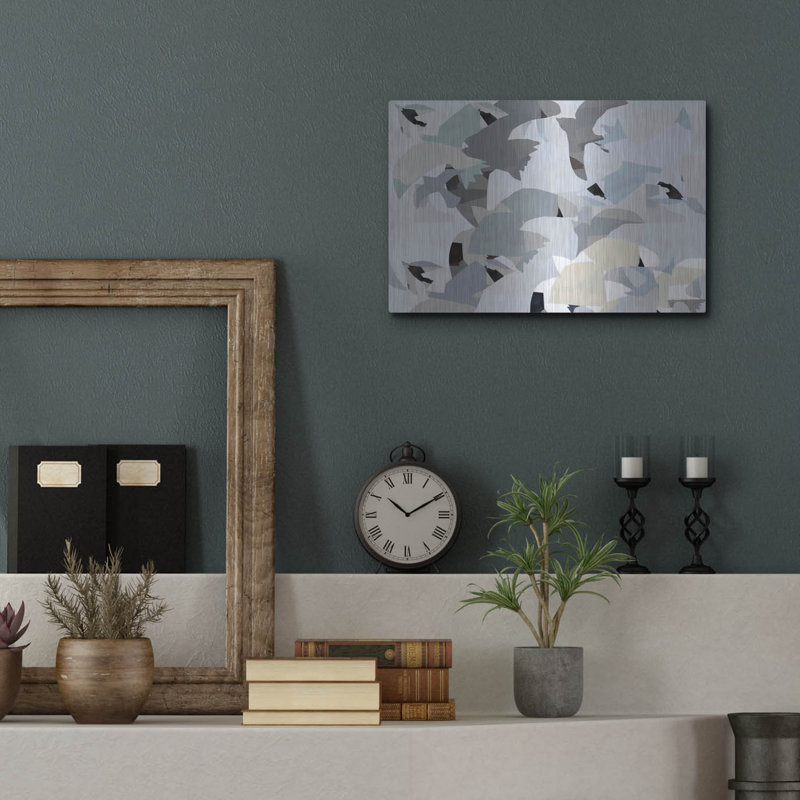  «Collage Birds 1» par Cartissi, art mural en métal, 16 po x 12 po, H 12 po x l 16 po