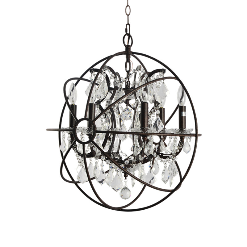 Keeney 6 - Light Wrought Iron Globe Chandelier
