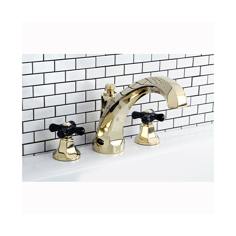 Kingston Brass Duchess Two-Handle 3-Hole Deck Mount Roman Tub Faucet, Polished Brass