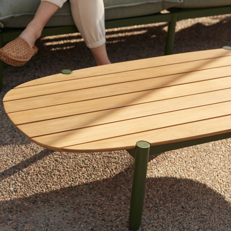 Terra Outdoor Oval Teak Coffee Table, Putty