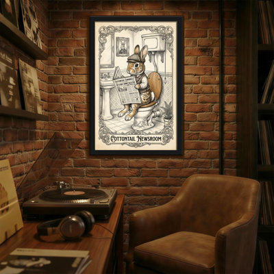 Bath & Laundry Cottontail Rabbit lisant un journal dans la salle de bain