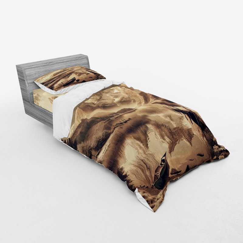 Ensemble de literie Ambesonne Lake et taupe gris chaud jaune, King Duvet Cover + 3 Additional Pieces