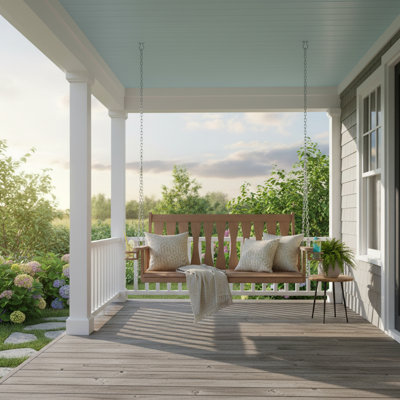 44'' All Weather Outdoor Patio HDPE Porch Swing For 2, with cup holder