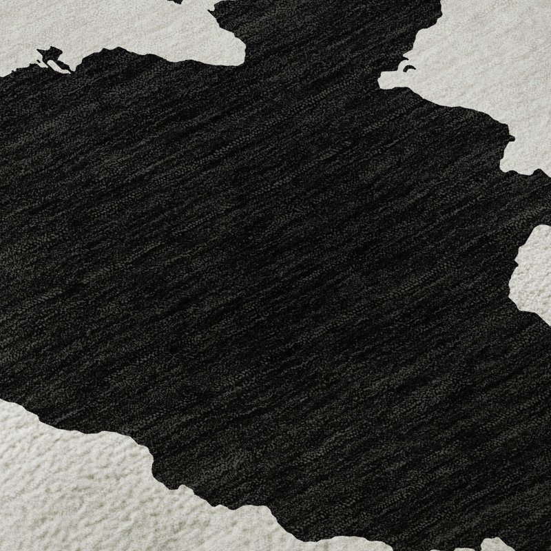 Premium Machine Washable Prisco Black Rug, Rectangle 3' x 5'