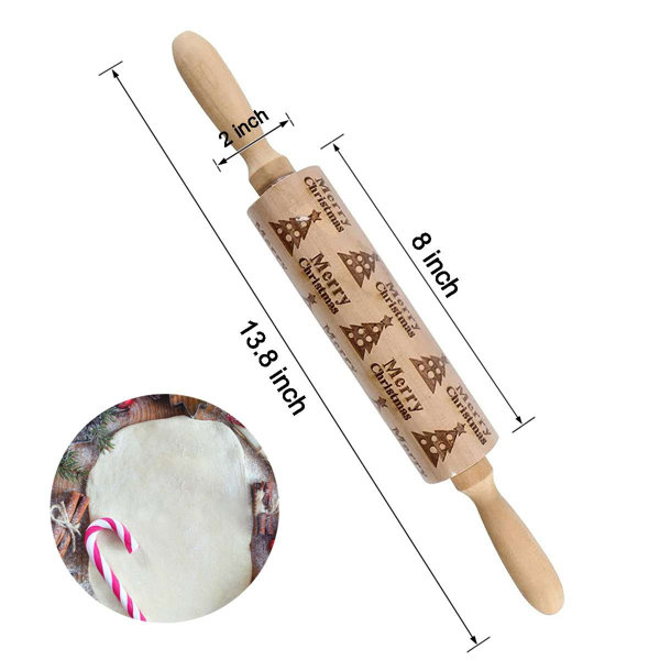 Embossed Wooden Rolling Pin, Embossing Rolling Pin for Baking Fondant,  Pizza, Pie, Pastry, Pasta, Dough, Cookies, Suitable Christmas, Father and