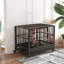 Cage pour chien 37 po en métal robuste avec roues verrouillables, porte double et plateau amovible, gris-656659429