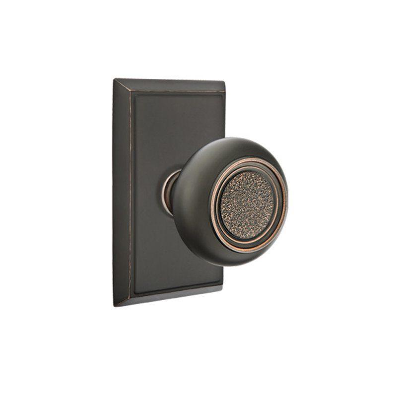 Double Dummy Belmont Knob with Rectangular Rose, Oil Rubbed Bronze