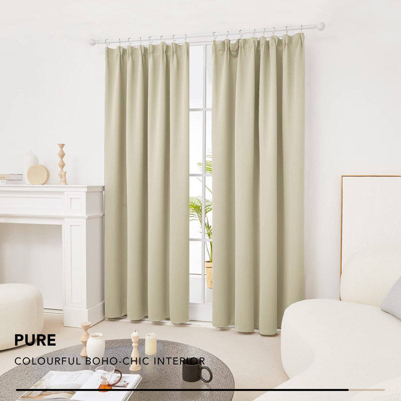 Reiana Blackout Curtain Pair, 55cm Width x 200cm Drop