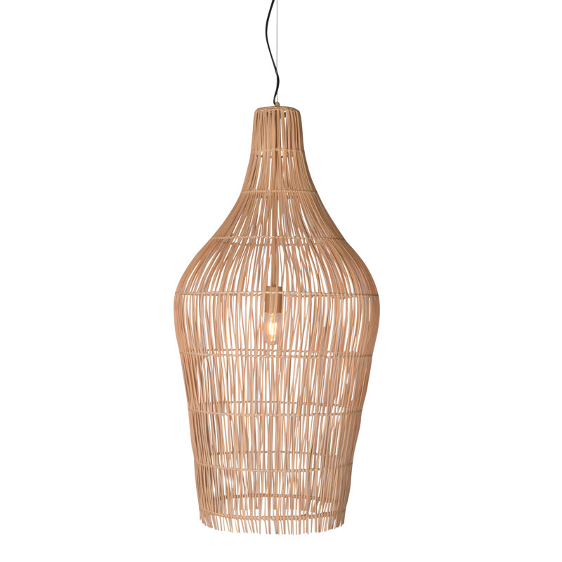 Serena 20" Diameter Rattan and Iron Chandelier