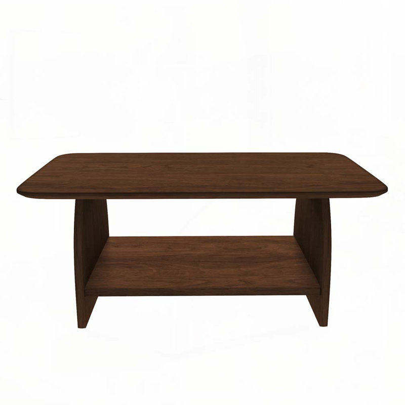 Double-Layer Rectangular Coffee Table with Storage Function, Walnut