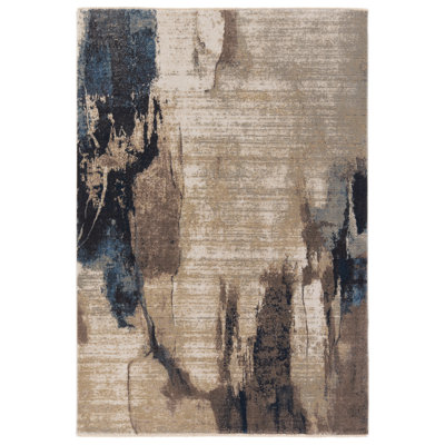 Sanaa By Nikki Chu Goewin Powerloomed Abstract Tan/Taupe Area Rug