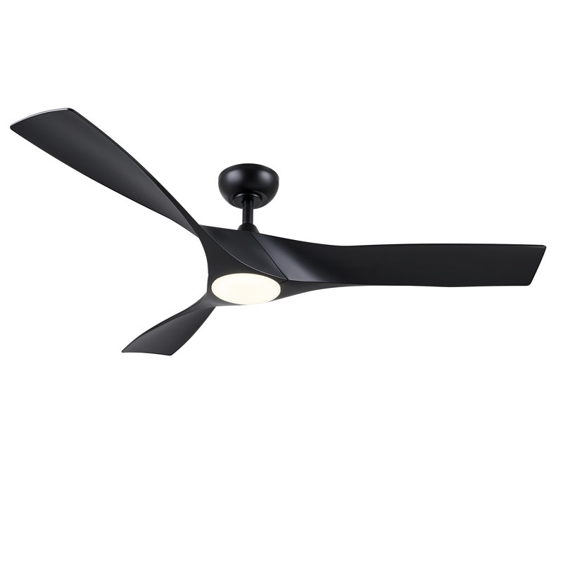 Ventilateur de plafond 52 po avec lumière DEL à intensité variable et télécommande, Noir mat
