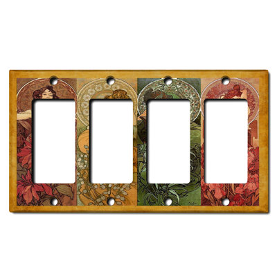 Copper Rust Patina Teal Print 4 - Gang Toggle Light Switch Standard Wall Plate