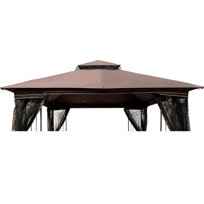 10X10 Ft Patio Double Roof Gazebo Replacement Screen Canopy, Brown - Protected , Weather , Easy Assembly Process With Blockage, , Quick And Simple Installation Technique Procedure