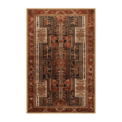 Machine Washable Art Deco Brown Area Rug