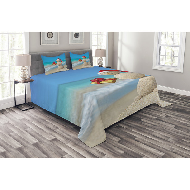 Blue/Red 100% Microfibre Bedspread, 220 x 264 cm