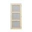 Porte intérieure à 3 carreaux en pin massif et verre dépoli, style colonial naturel, pré-montée, verre trempé SGCC, avec ensemble de chambranle, joint d'étanchéité, charnières argentées et ouverture vers l'intérieur à gauche, non finie et à peindre, pour garde-manger, chambre, salle de bain et placard, 81 cm x 203 cm-108216003-108941100-108215998