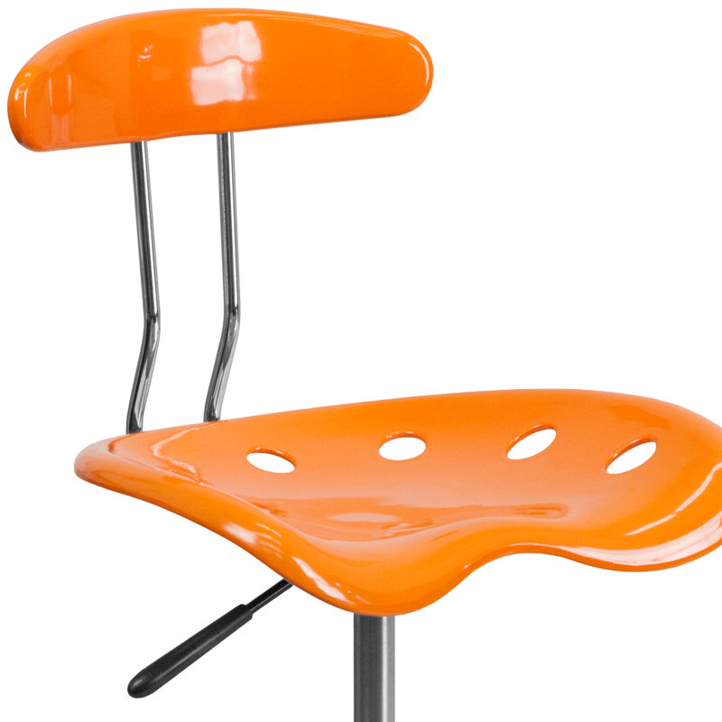 Vibrant Orange Chrome Swivel Task Chair with Tractor Seat, 20"