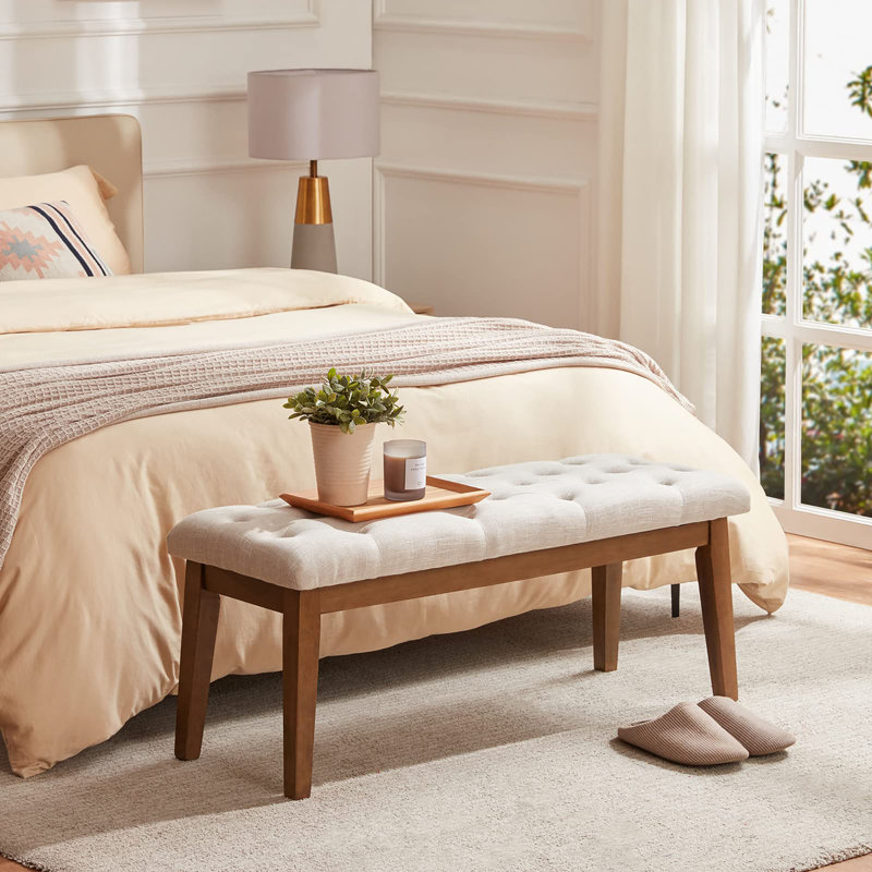 Bedroom Bench for End of Bed, Beige