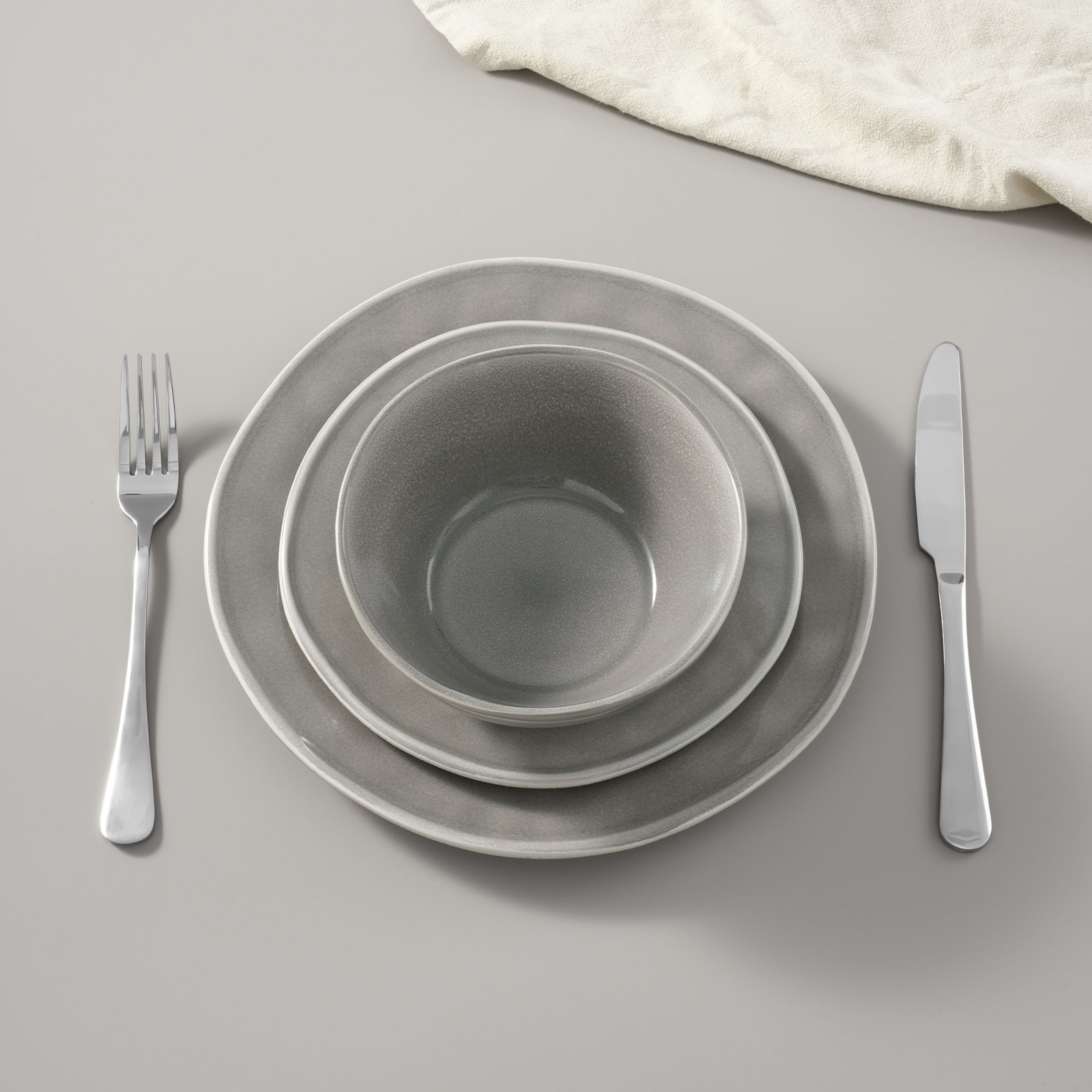 Stoneware Dinnerware Set, Slate Gray