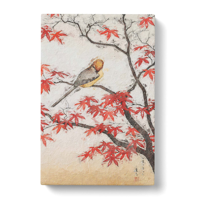 Bird In Autumn by Toshi Yoshida - Wrapped Canvas Painting, 50cm H x 35cm W x 3cm D