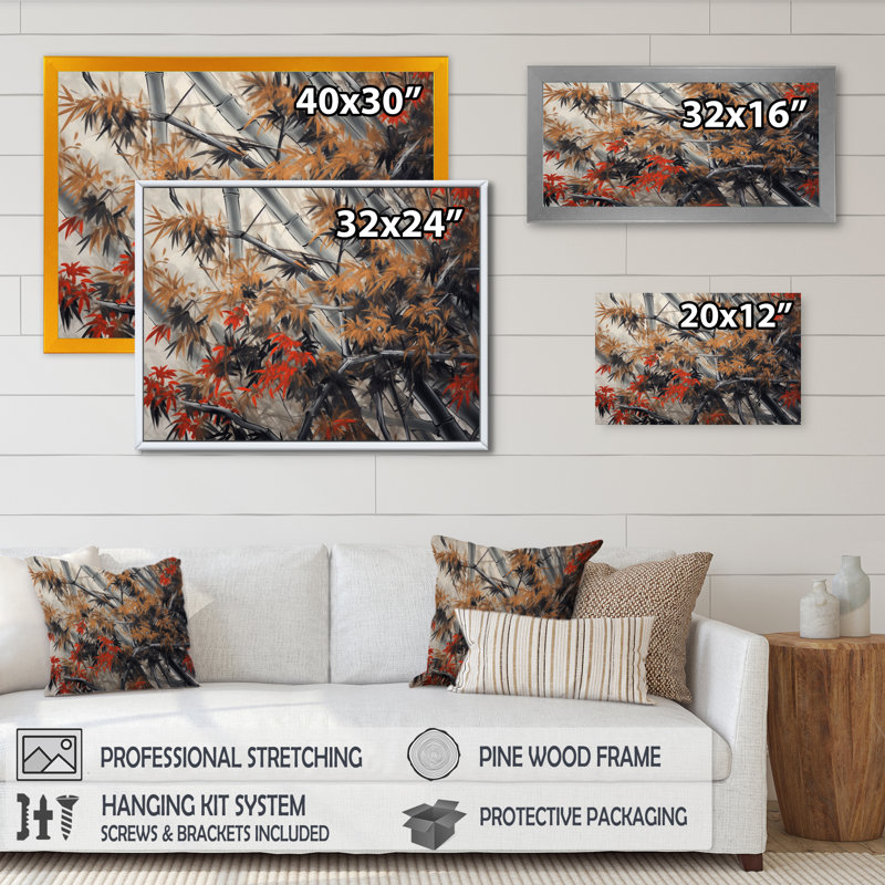 «Dense Bamboo Forest I», reproduction d'art sur toile, H 12 po x l 20 po x P 1 po, Encadrement doré