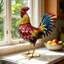 Statue de jardin coq en métal pour l'extérieur