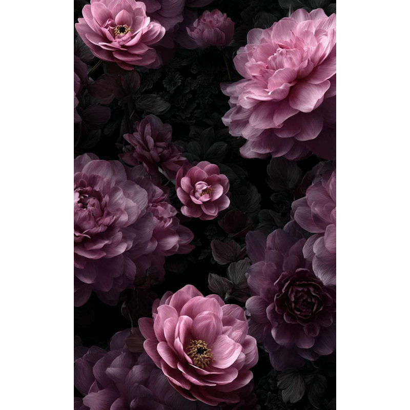 Papier peint floral, décoration murale glam foncé