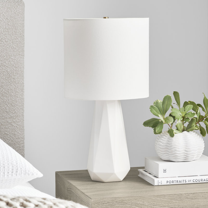 Lampe de table moyenne 1 lumière Moresby, Blanc brillant