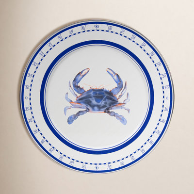 Golden Rabbit Blue Crab Enamel Charger