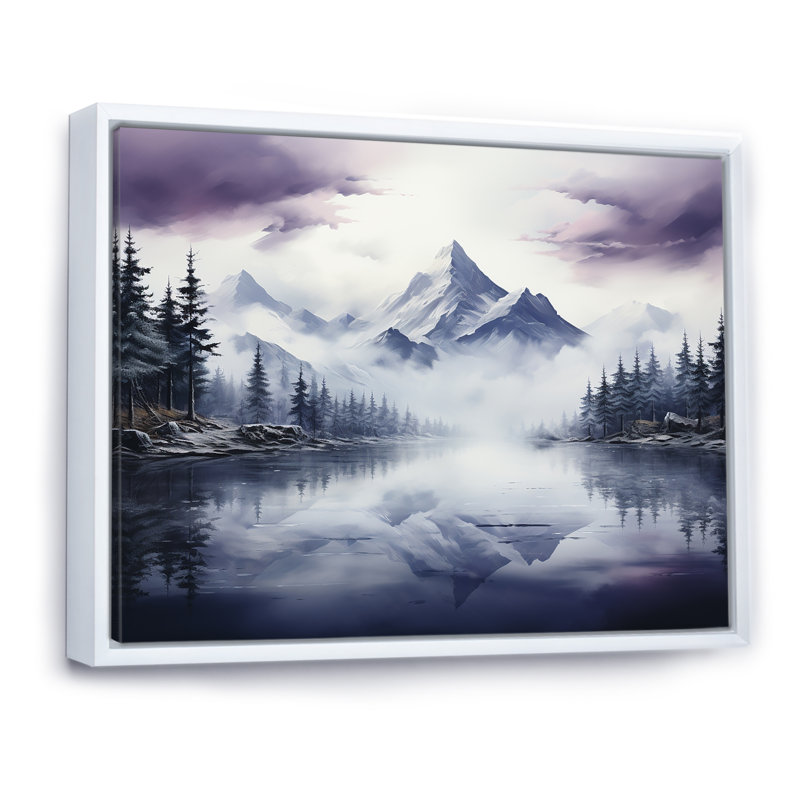 Snowy Mountain Peak III sur toile, Cadre flottant blanc, H 24 po x l 32 po x P 1 po