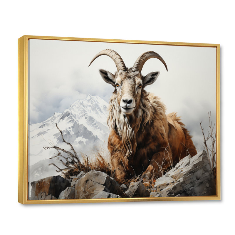Goat Mountain Majesty sur impression sur toile, H 30 po x l 40 po x P 1,5 po, Cadre flottant doré