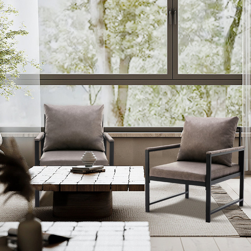 Faux Leather Armchair, Gray Faux Leather