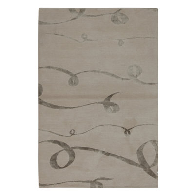 High-Quality Hand-Knotted Ecru Area Rug