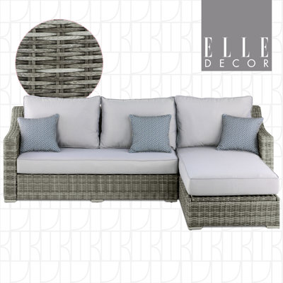 Elle Decor Vallauris Reversible Outdoor Sectional with Storage, Gray
