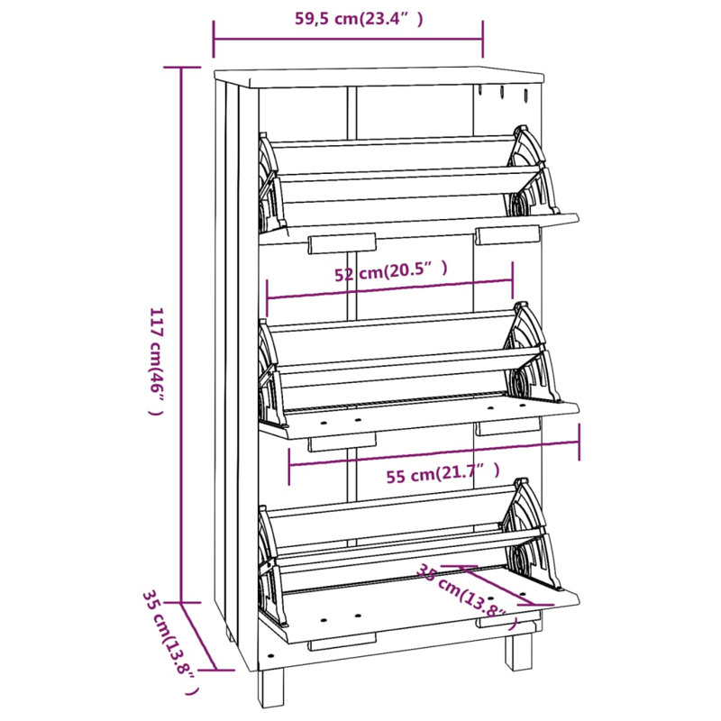 Armoire de rangement pour chaussures Hamar, Blanc