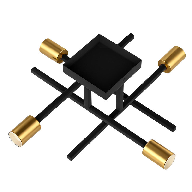 Semi Flush Mount, Black/Gold