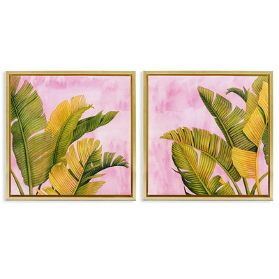 Ensemble de 2 toiles flottantes roses et palmiers, design par Grace Popp