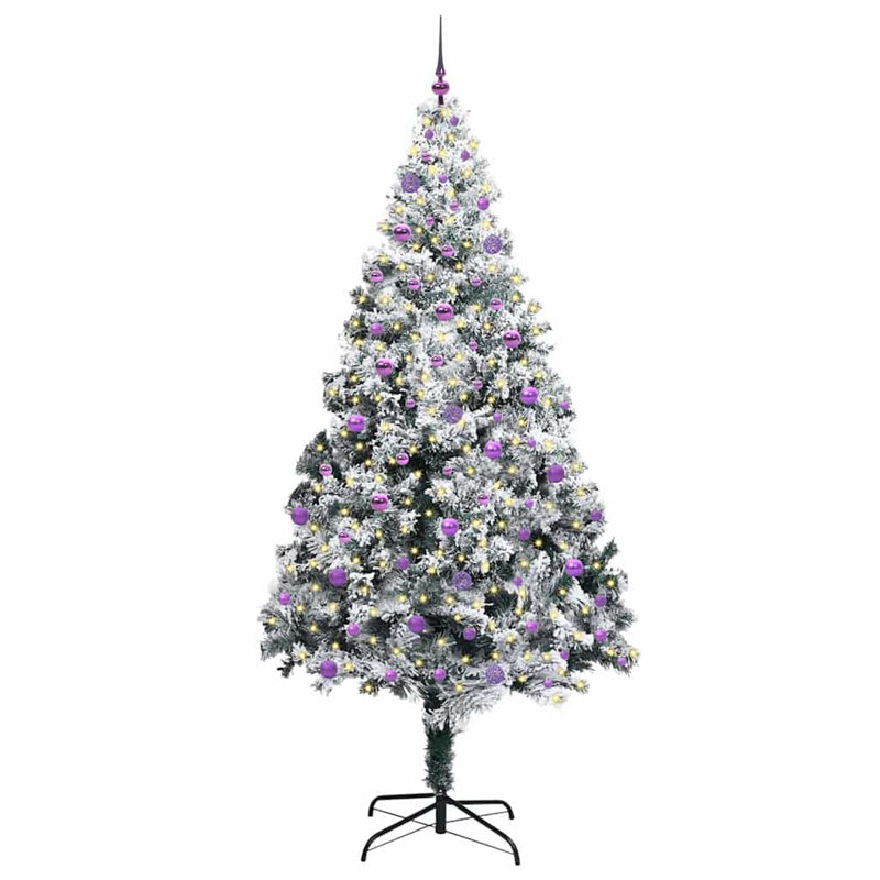  Artificial Christmas Tree with 300 LEDs with Stand Green, 7.87' H, Purple