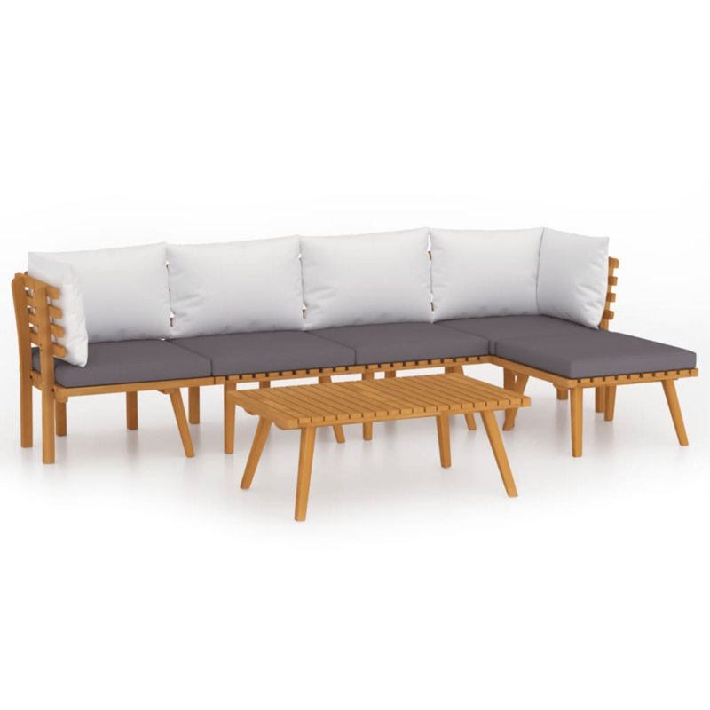 Ensemble de conversation modulaire en bois massif avec coussins 6 pièces Viridian