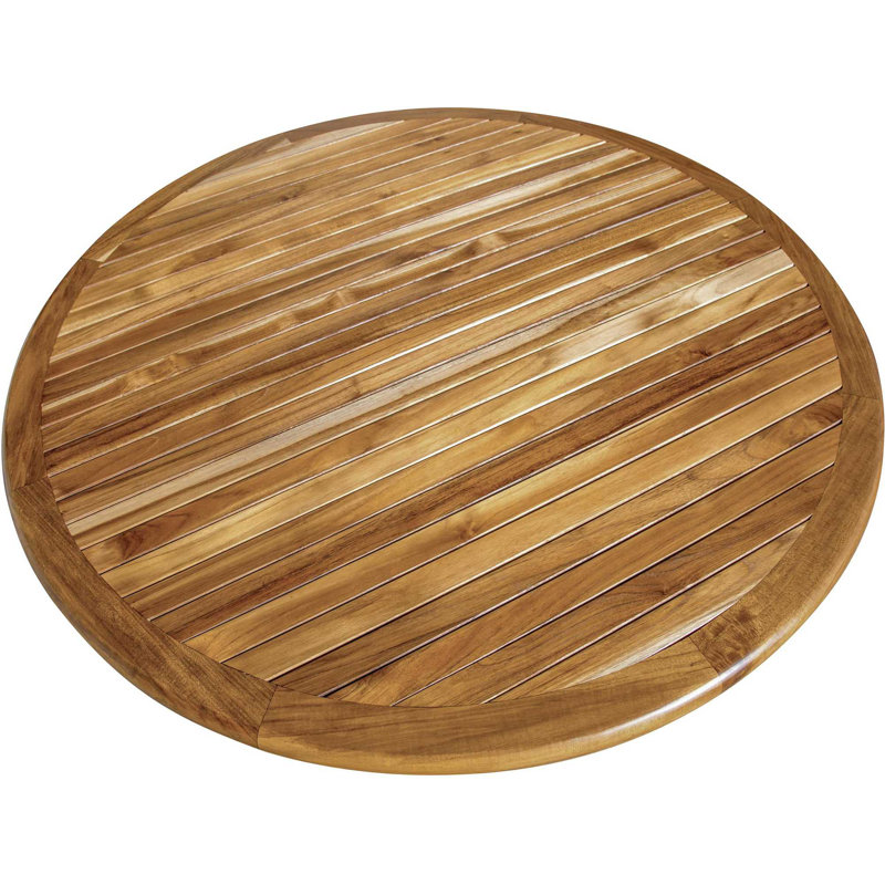 Ramsel EcoDecor's Rounded Solid Wood Outdoor Dining Table in Earthy Teak, Brown, 30" H x 36" W x 36" D