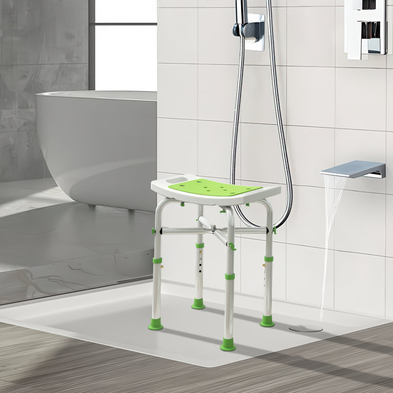 Adjustable Bath & Shower Stool – Aluminum Frame Seat For Elderly & Disabled, Green