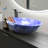 Handmade Round Gemstone Bathroom Sink, 17" Vessel Sink, Green-110888728